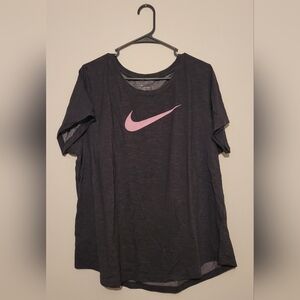 Womens 1x Nike Tee Dri Fit Gray with Pink